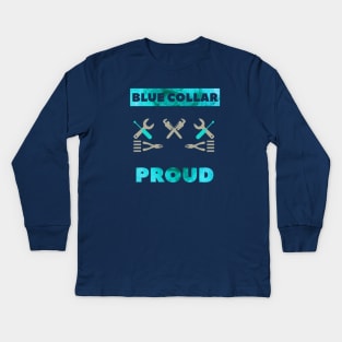 Blue Collar Proud Wrench Hvac Tech Pride Kids Long Sleeve T-Shirt